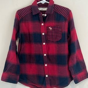 Abercrombie Kids Girls Button Down Flannel Shirt Size 3/4